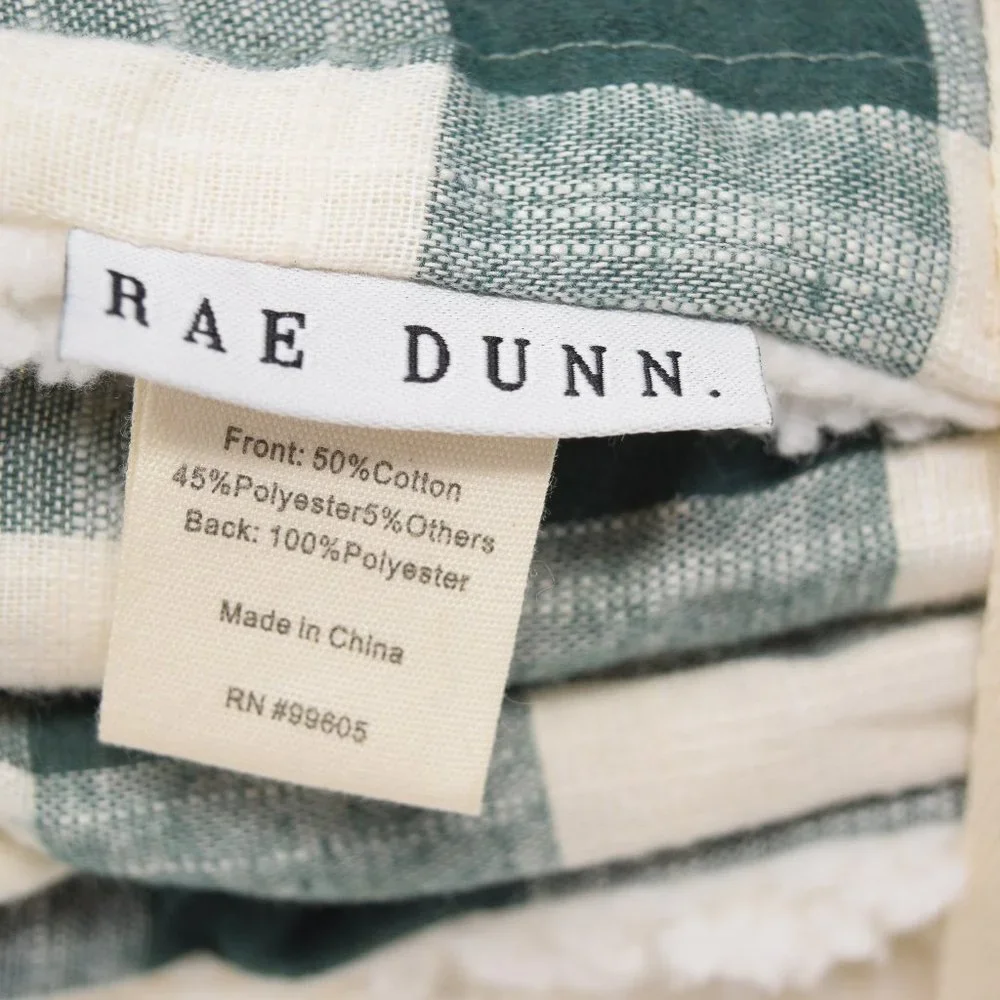 Rae Dunn Making Spirits Bright Throw Buffalo Check Sherpa Blanket New Green